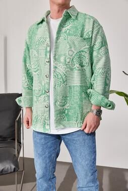 MARRAKECH PREMIUM Slatra Men's Green Patterned Lumberjack Shirt Size S A000479